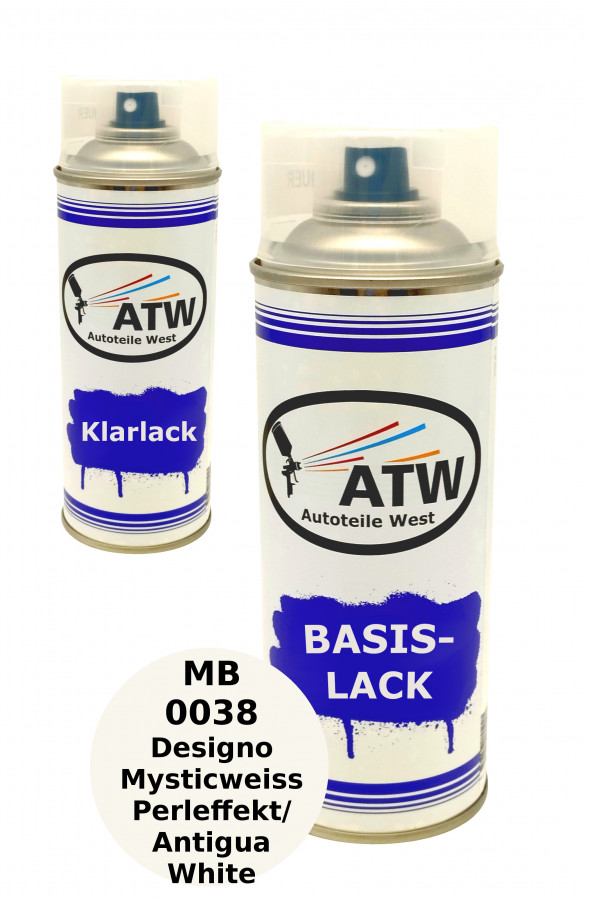 Autolack für MB 0038 Designo Mysticweiss Perleffekt / Antigua White +400ml Klarlack Set